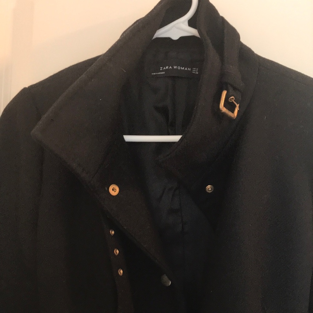 Zara Woman black wool trench coat